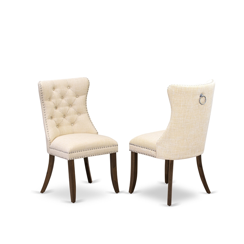 East West Furniture 5-Piece Dinette Set in Light Beige/Antique Walnut