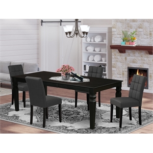 East West Furniture 5-Piece Dinette Set in Black/Dark Gray