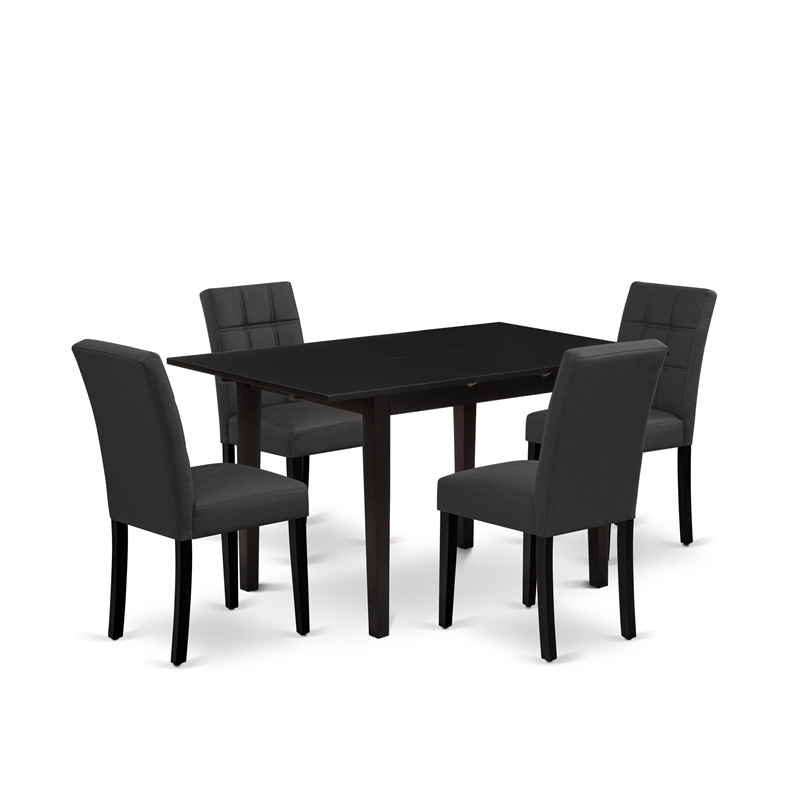East West Furniture 5-Piece Dinette Set in Black/Dark Gray