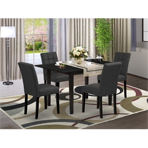 East West Furniture 5-Piece Dinette Set in Black/Dark Gray