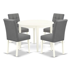 East West Furniture 5-Piece Dinette Set in Linen White/Platinum Gray