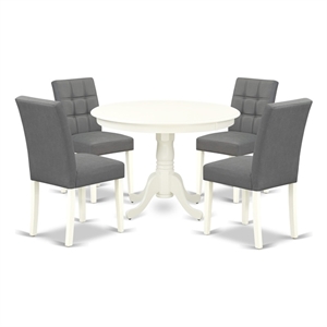 East West Furniture 5-Piece Dining Table Set in Linen White/Platinum Gray