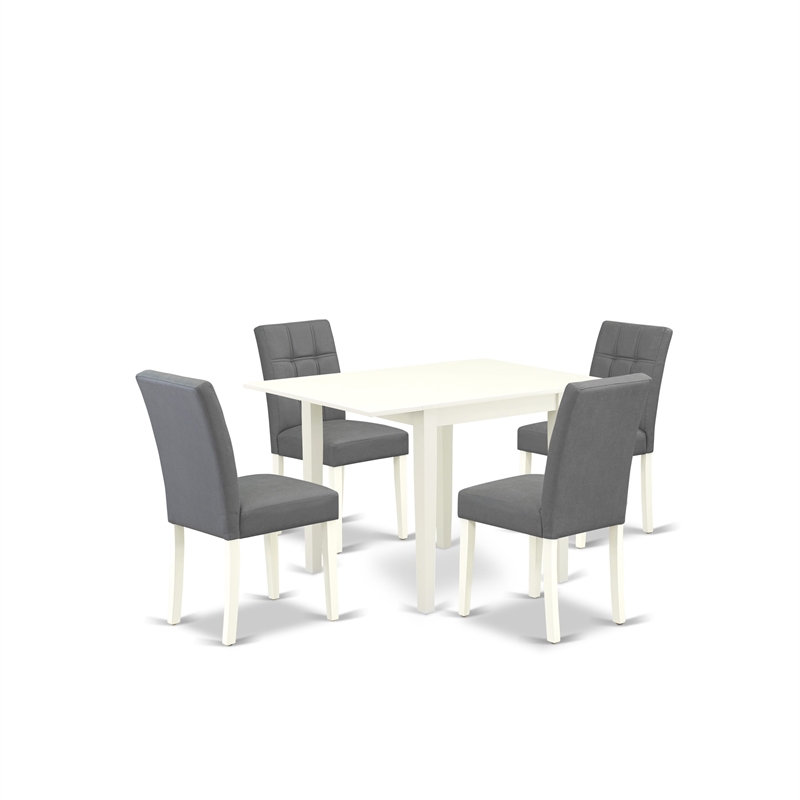 East West Furniture 5-Piece Kitchen Table Set in Linen White/Platinum Gray