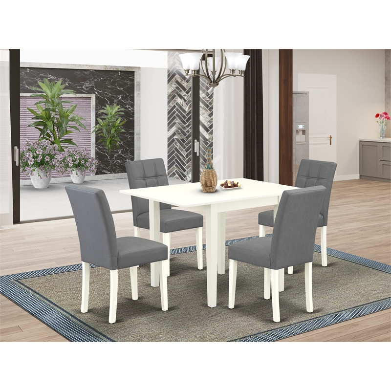 East West Furniture 5-Piece Kitchen Table Set in Linen White/Platinum Gray