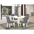 East West Furniture 5-Piece Kitchen Table Set in Linen White/Platinum Gray
