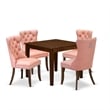 East West Furniture 5-Piece Dining Table Set in Beige Red/Antique Walnut