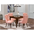 East West Furniture 5-Piece Dining Table Set in Beige Red/Antique Walnut