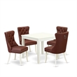 East West Furniture 5-Piece Dining Room Set in Linen White/Burgundy
