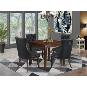 East West Furniture 5-Piece Dinette Set in Mahogany/Dark Gray