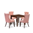 East West Furniture 5-Piece Dining Table Set in Mahogany/Beige Red