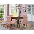 East West Furniture 5-Piece Dining Table Set in Mahogany/Beige Red