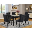 East West Furniture 7-Piece Kitchen Table Set in Black/Dark Gray