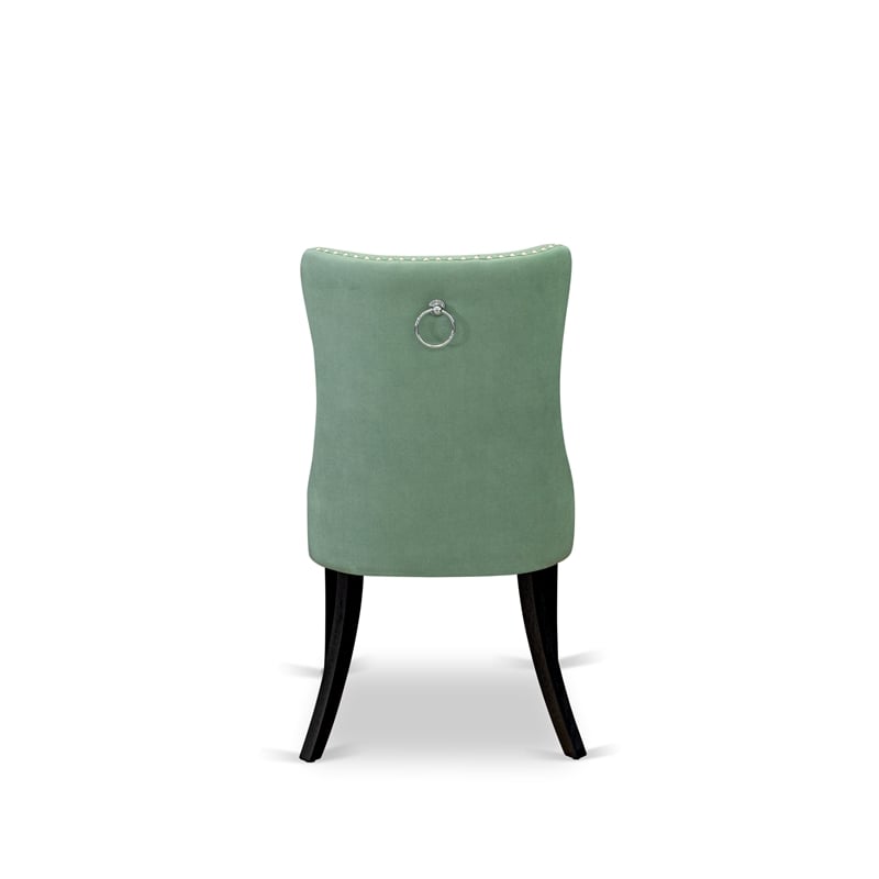 East West Furniture 7-Piece Modern Dining Table Set in Black/Willow Green