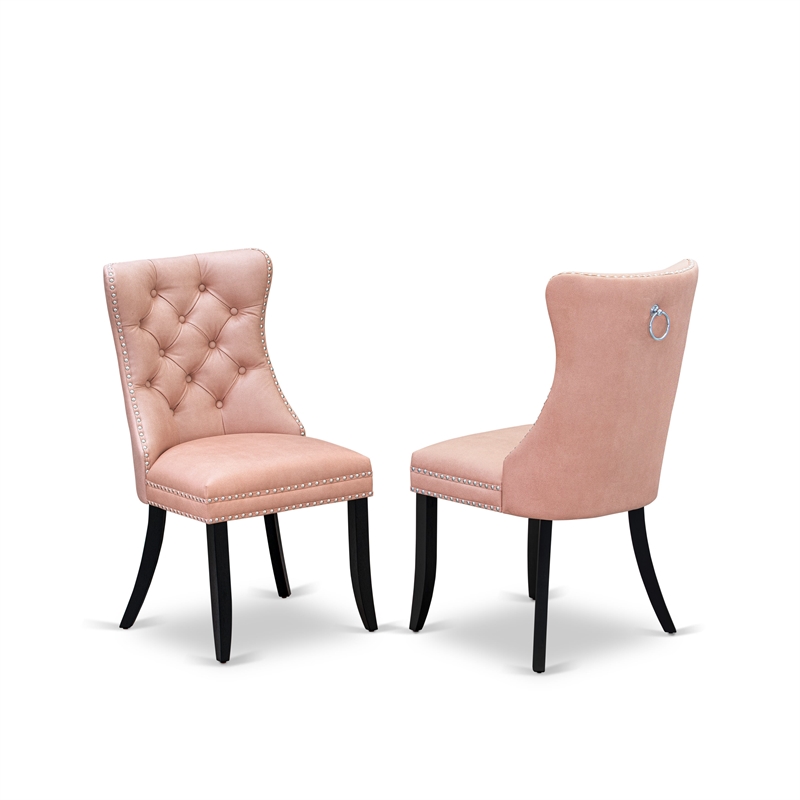 East West Furniture 7-Piece Kitchen Table Set in Black/Beige Red