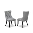 East West Furniture 7-Piece Dining Table Set in Black/Light Gray