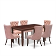 East West Furniture 7-Piece Dining Table Set  in Mahogany/Beige Red