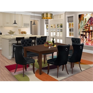 East West Furniture 7-Piece Kitchen Table Set in Mahogany/Black