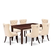 East West Furniture 7-Piece Dining Table Set  in Mahogany/Light Beige