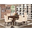 East West Furniture 7-Piece Dining Table Set  in Mahogany/Light Beige