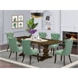 East West Furniture 7-Piece Kitchen Set in Willow Green/Distressed Jacobean