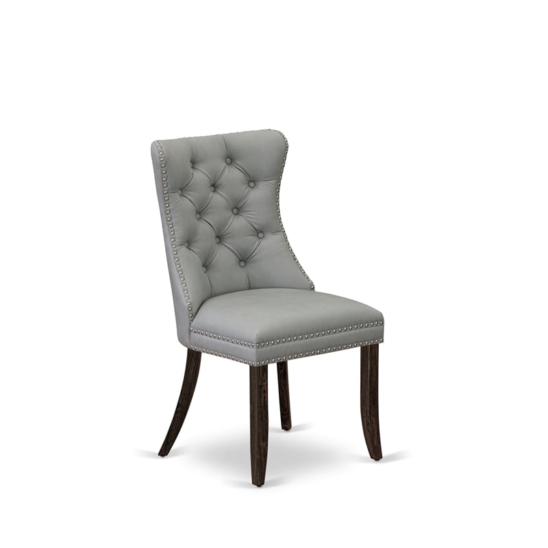 East West Furniture 7-Piece Dining Set in Light Gray/Distressed Jacobean