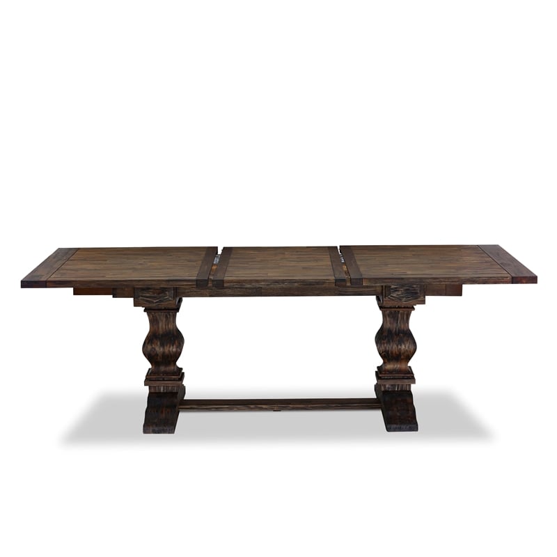 East West Furniture 7-Piece Dining Set in Light Gray/Distressed Jacobean