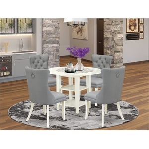 East West Furniture 5-Piece Kitchen Set in Linen White/Light Gray