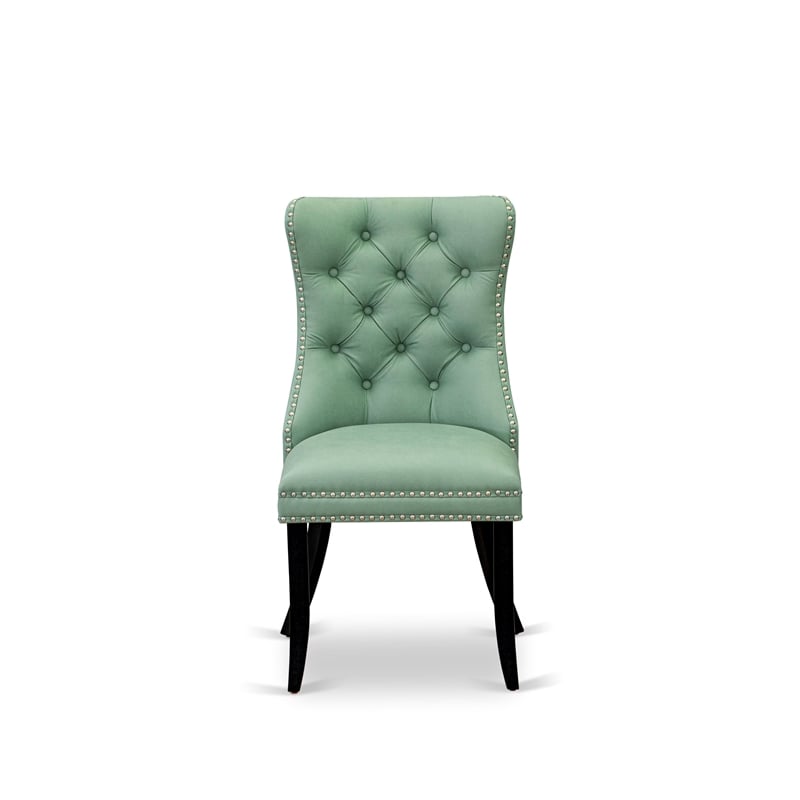 East West Furniture 5-Piece Dinette Set in Black/Willow Green