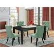 East West Furniture 5-Piece Dinette Set in Black/Willow Green