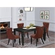 East West Furniture 5-Piece Dinette Set in Black/Burgundy