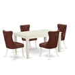 East West Furniture 5-Piece Kitchen Table Set in Linen White/Burgundy