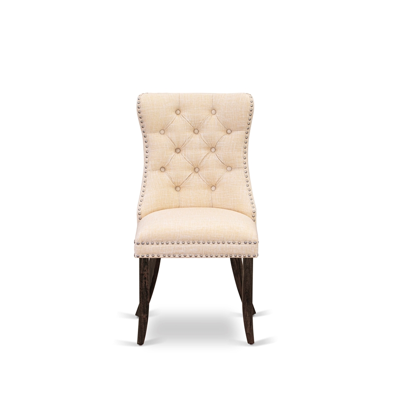 East West Furniture 5-Piece Dining Room Set in Light Beige/Distressed Jacobean