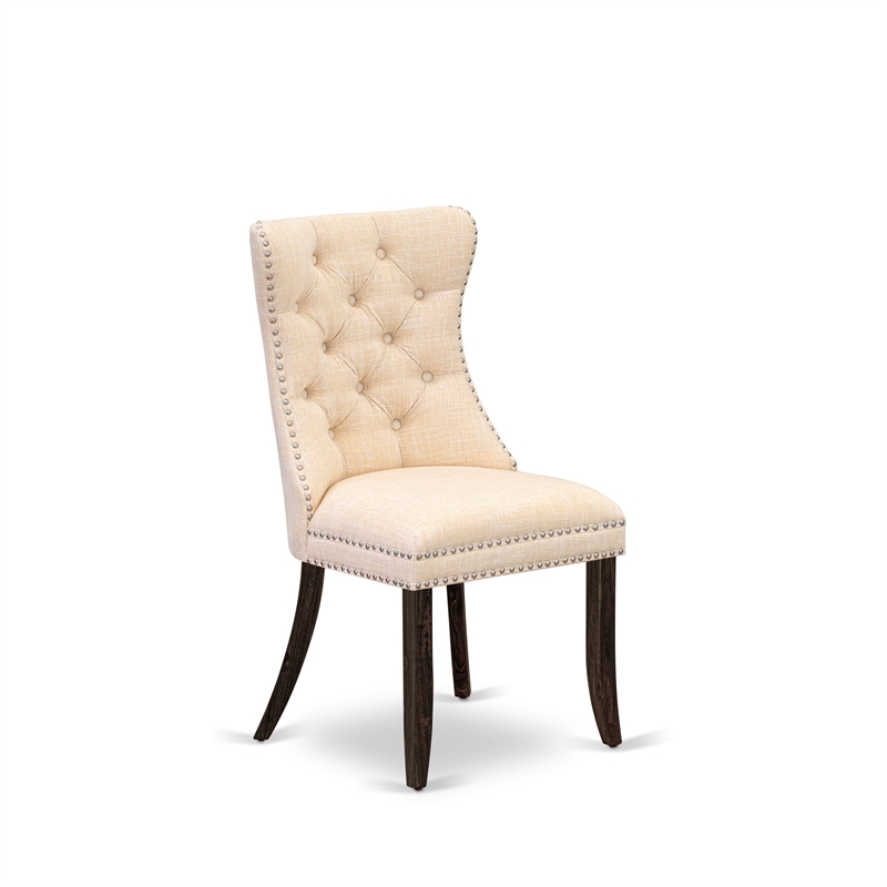 East West Furniture 5-Piece Dining Room Set in Light Beige/Distressed Jacobean