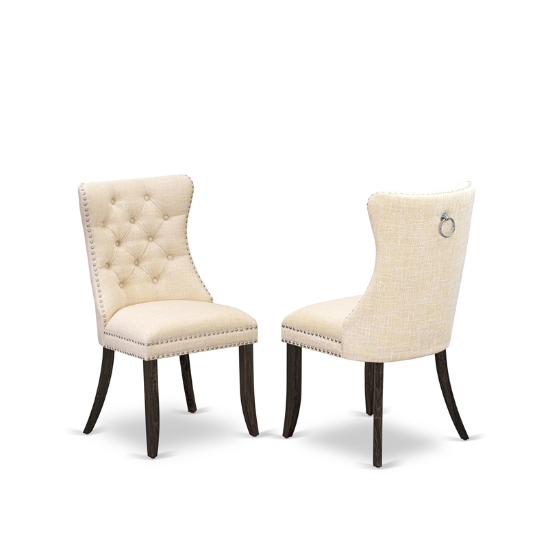 East West Furniture 5-Piece Dining Room Set in Light Beige/Distressed Jacobean