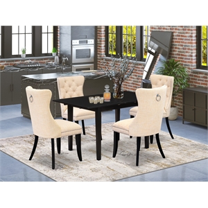 East West Furniture 5-Piece Dining Set in Light Beige/Black