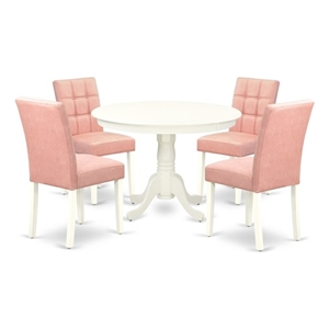 East West Furniture 5-Piece Kitchen Table Set in Linen White/Beige Red