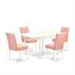 East West Furniture 5-Piece Dining Room Set in Linen White/Beige Red