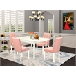 East West Furniture 5-Piece Dining Room Set in Linen White/Beige Red