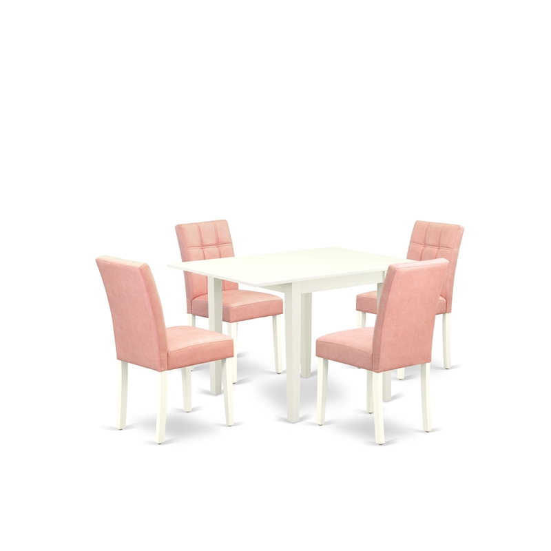 East West Furniture 5-Piece Dining Table Set in Linen White/Beige Red