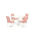 East West Furniture 5-Piece Dining Table Set in Linen White/Beige Red