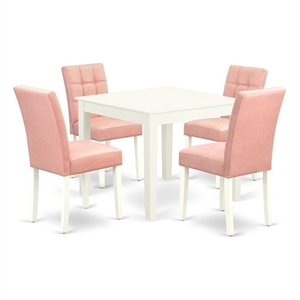 East West Furniture 5-Piece Dining Table Set for 4 in Linen White/Beige Red