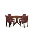 East West Furniture 5-Piece Dining Set in Mahogany/Burgundy