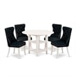 East West Furniture 5-Piece Dining Table Set in Linen White/Black