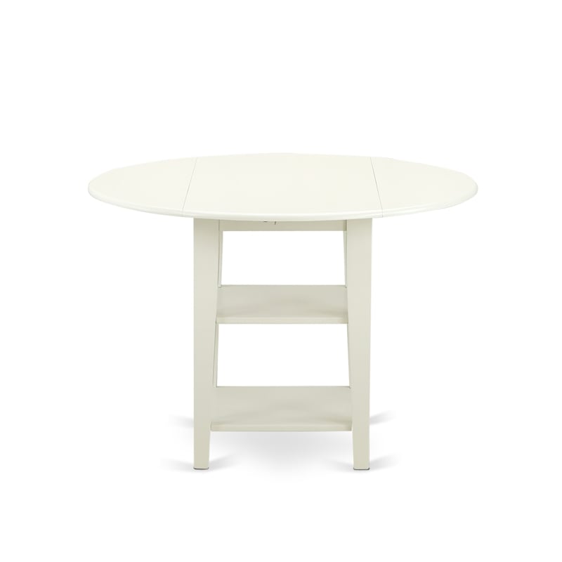 East West Furniture 5-Piece Dining Table Set in Linen White/Black