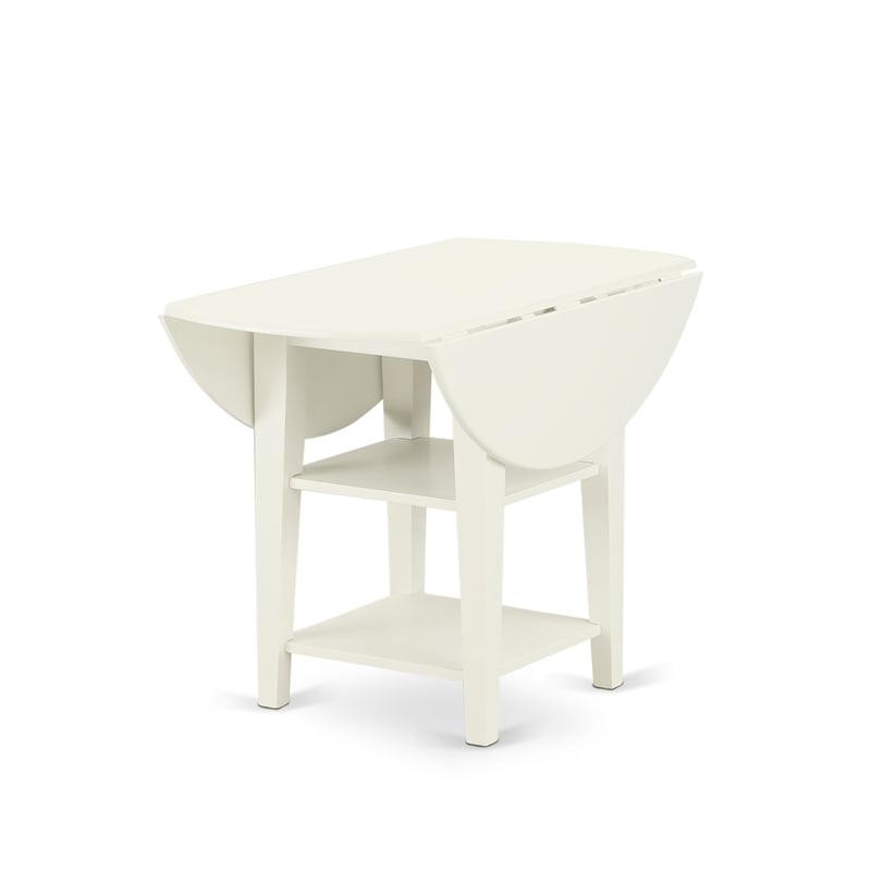 East West Furniture 5-Piece Kitchen Set in Linen White/Navy Blue