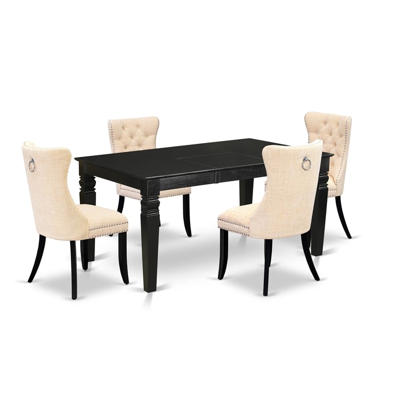 East West Furniture 5-Piece Dining Set in Light Beige/Black