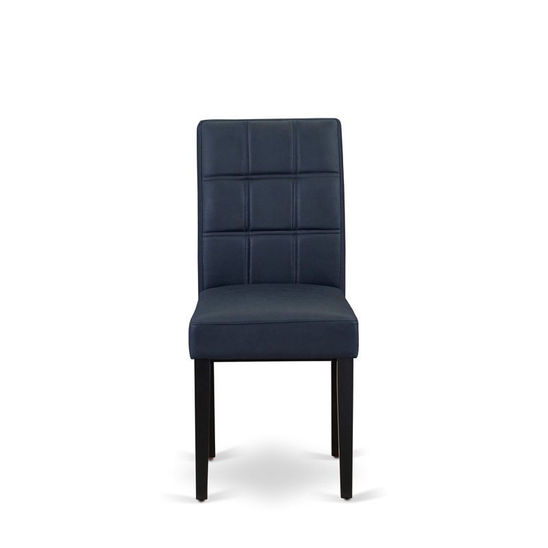 East West Furniture 5-Piece Dining Table Set in Black/Dark Navy Blue