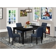 East West Furniture 5-Piece Dining Table Set in Black/Dark Navy Blue