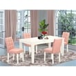 East West Furniture 5-Piece Dinette Set in Linen White/Beige Red
