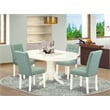 East West Furniture 5-Piece Modern Dining Table Set in Linen White/Willow Green